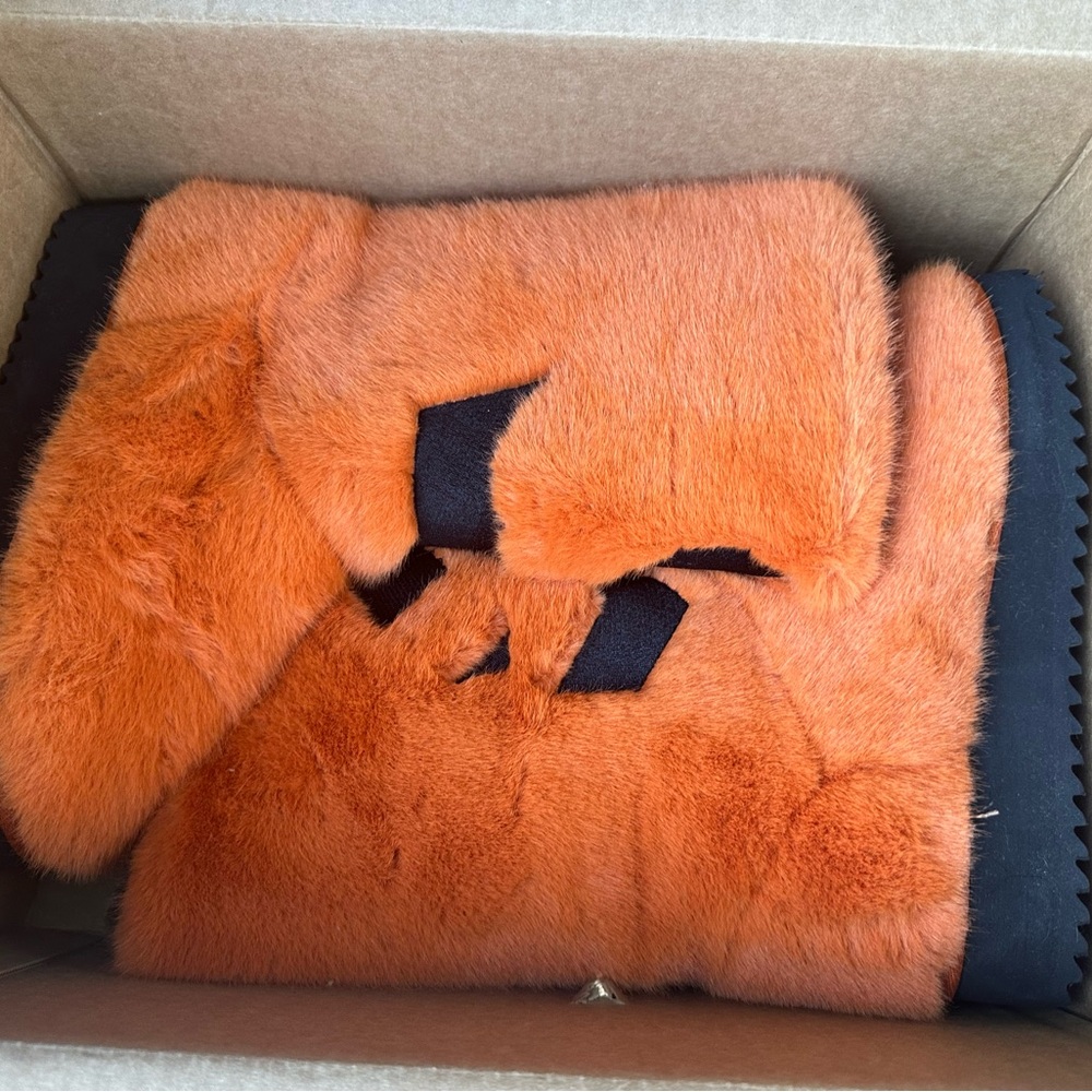Furry pumpkin boots!